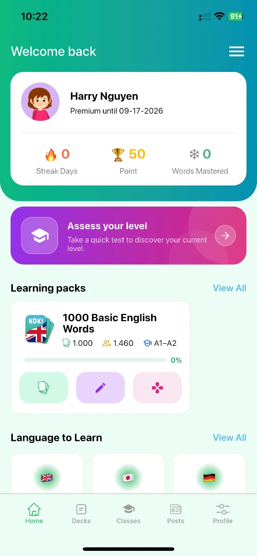 Open the app and sign in